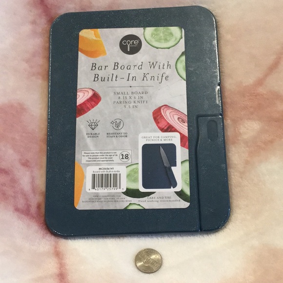 Core Cutting Bar Board with Built In Knife 18.5x6”, knife 3.5” NWT Navy Blue - Picture 14 of 16